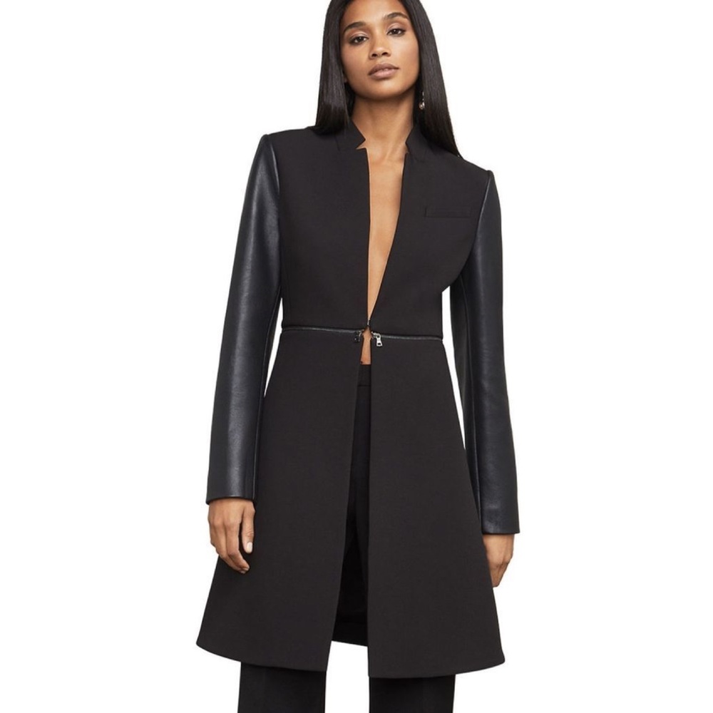 BCBG Amelia A-Line Long Blazer Coat, XS, Black